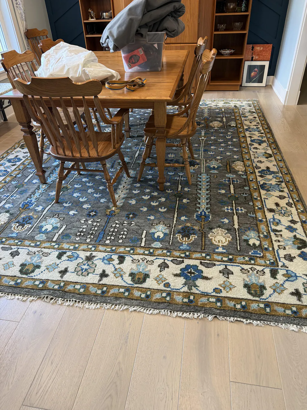 9'3''x12 Hand Knotted Wool Gray,Blue Oushak Transitional Rug