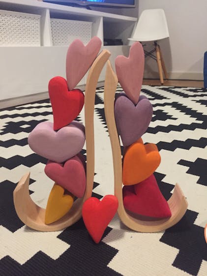 Grimm's Wooden Heart Blocks - Red