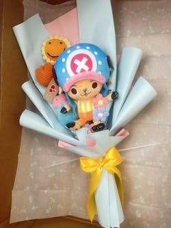 Cute Reindeer Doctor Pirate Crochet Flower Anime Plush Bouquet