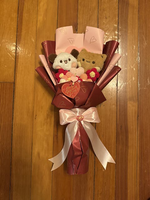 Small Bubu and Dudu Starry Couple Bear Panda Heart Plushie Bouquet Gift