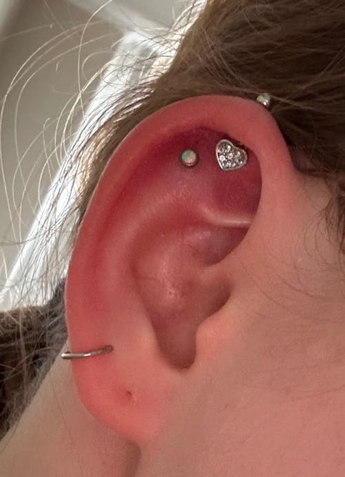 Heart Vertical Helix Stud