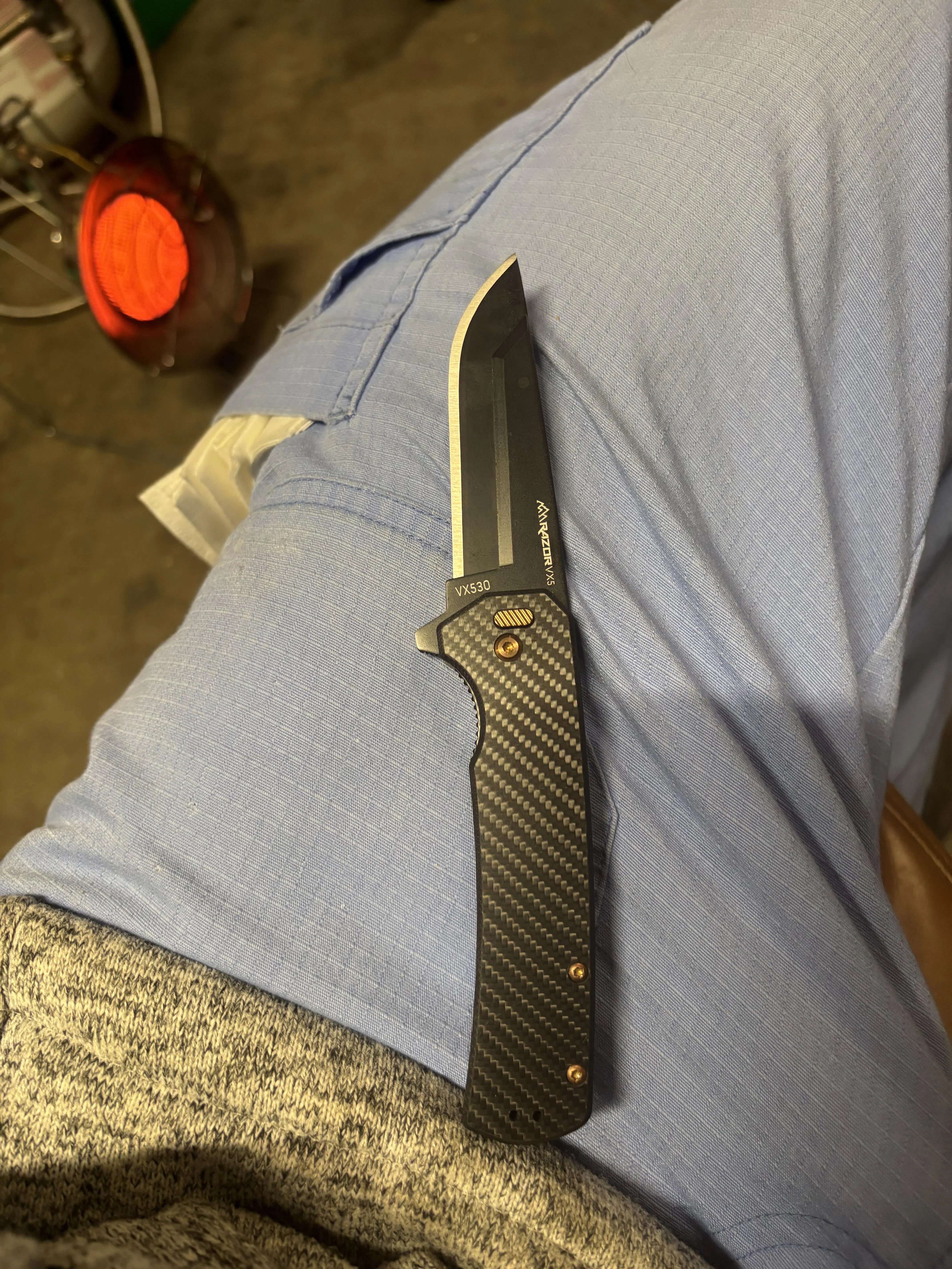 Razor VX5 EDC Knife – 3″ Replaceable Blade, Carbon Fiber G10