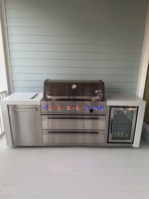 Mont Alpi 805 Deluxe Island with Fridge Cabinet / 6-Burner Grill, 2 Infrared Burners, Fridge, Stainless Steel  / MAi805-DFC