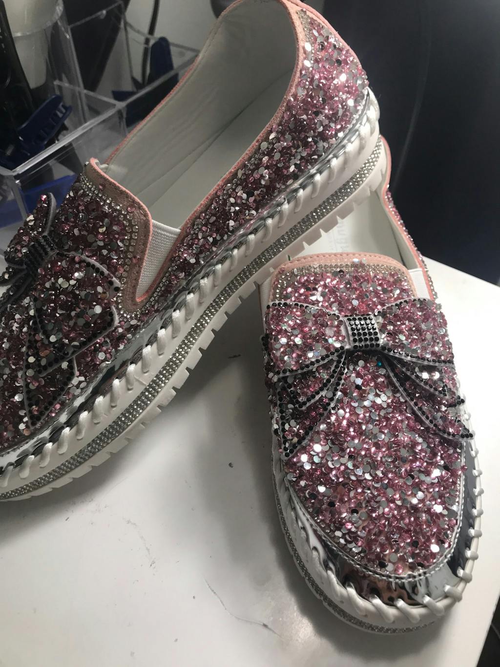 Shining Rhinestone Slip-on Thick Botton Casual Ladies Crystal Shoes ...