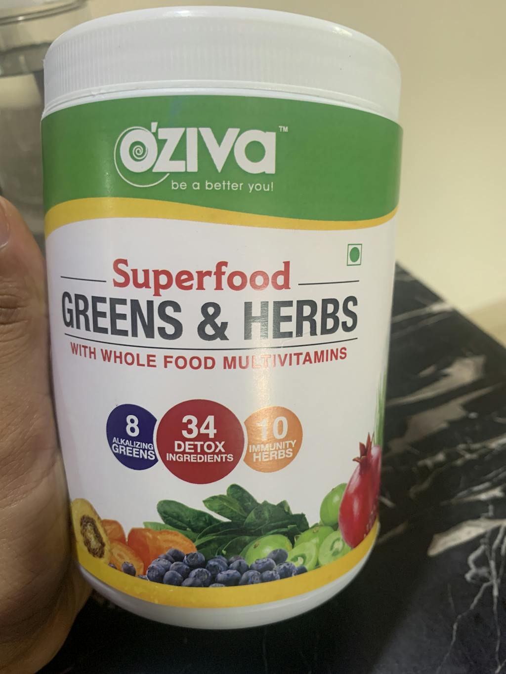 OZiva Superfood Drink with Greens for Gut Health & Acne Control 250g