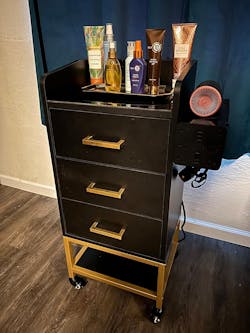 Paddie Metal Salon Cart, glass top