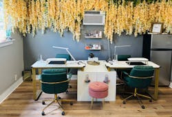 Paddie Nail Table with Large Drawers, LED light