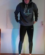 Women's Grey Athletic Hoodie with Turquoise Sun and Paddleboarder Design