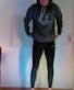 Women's Grey Athletic Hoodie with Turquoise Sun and Paddleboarder Design