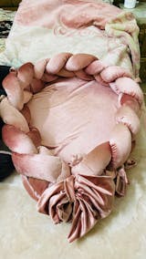 Velvet Straw Braid Baby Snuggle Bed – Sea Pink | Soft & Cozy Newborn Nest