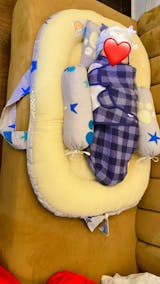 Printed Cotton Baby Nest Set – 4 Pcs | Yellow Moon & Star Design