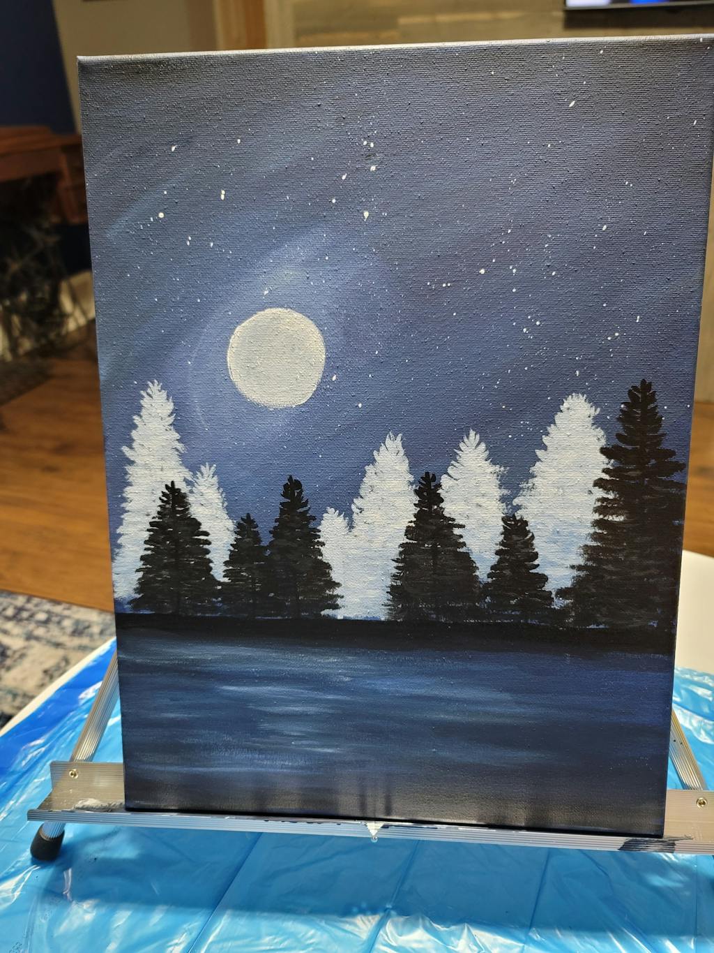 Winter Moon - Sip & Paint Art Kit and Flower Painting Tutorial