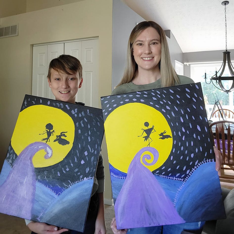 Paint & Sip Kit: Nightmare Before Christmas - Uncorked Canvas