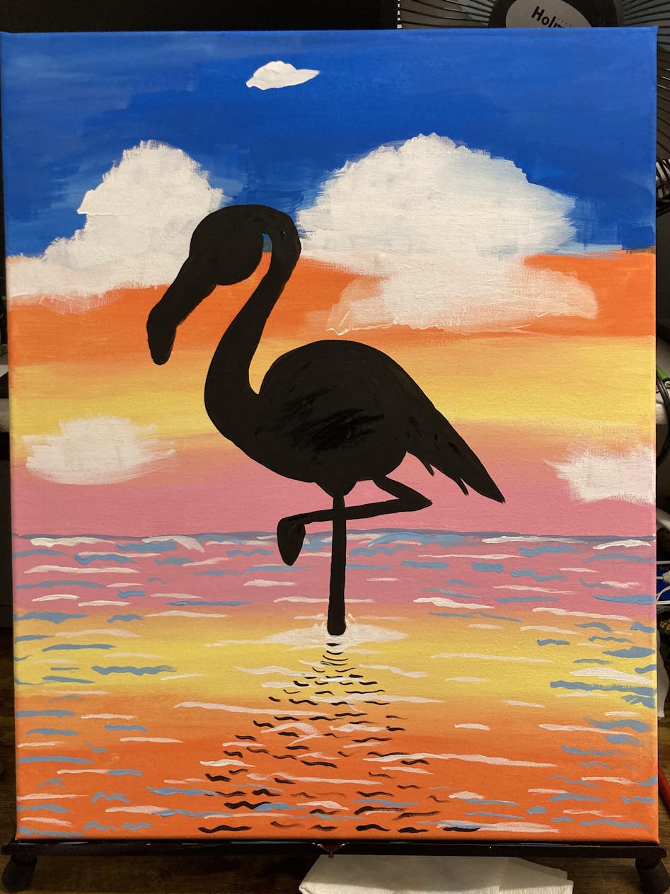 Flamingos in Love Canvas Paint Kit – Sips n Strokes