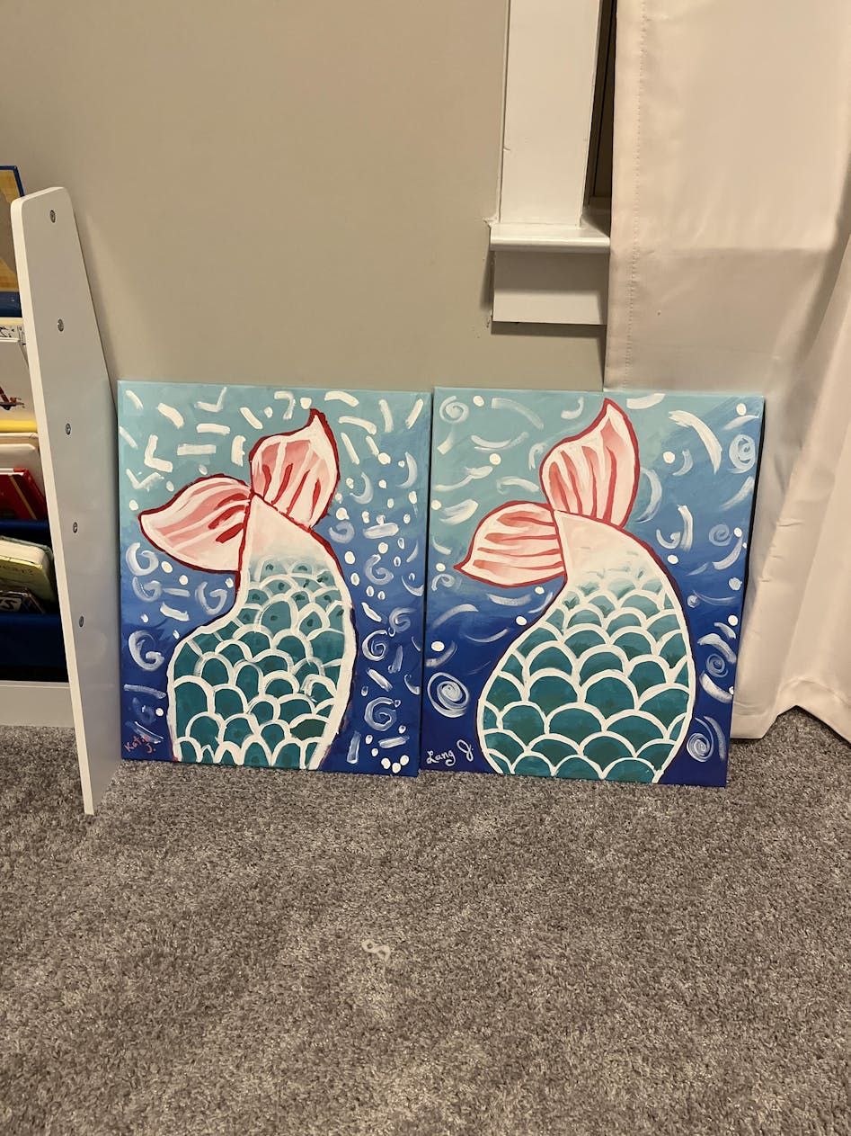 Mermaid Tail Painting - Step By Step Acrylic Tutorial - For Beginners
