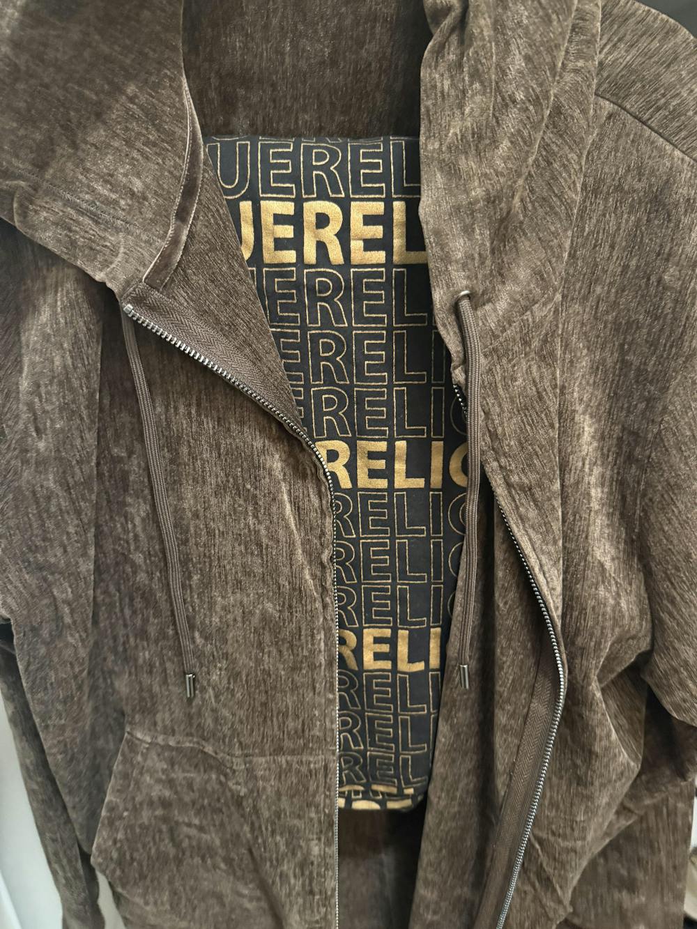 Velvet Zip-Up Hoody - Chocolate Brown Velvet