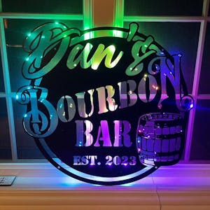 Large Custom Business Logo - Large Round Metal Wall Art With Led Lights - 24 Inch Custom Metal Wall Art With Led Lights
