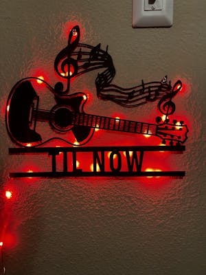 Custom Guitar Metal Sign Wall Art Led Lights, Personalized Guitarist Name Sign, Music Room, Guitar Metal Sign, Guitar Studio Wall Decor, Wall Hanging