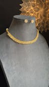 Dainty american diamond row Gold South Indian jewelry Necklace Set - TRADITIONAL