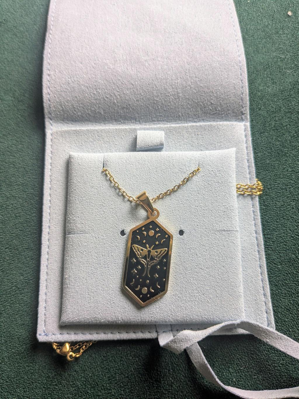 Moth Pendant Enamel Necklace
