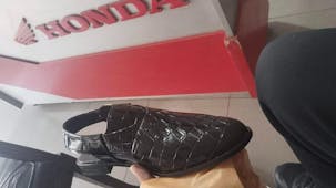 Black Full Croc Peshawari Chappal