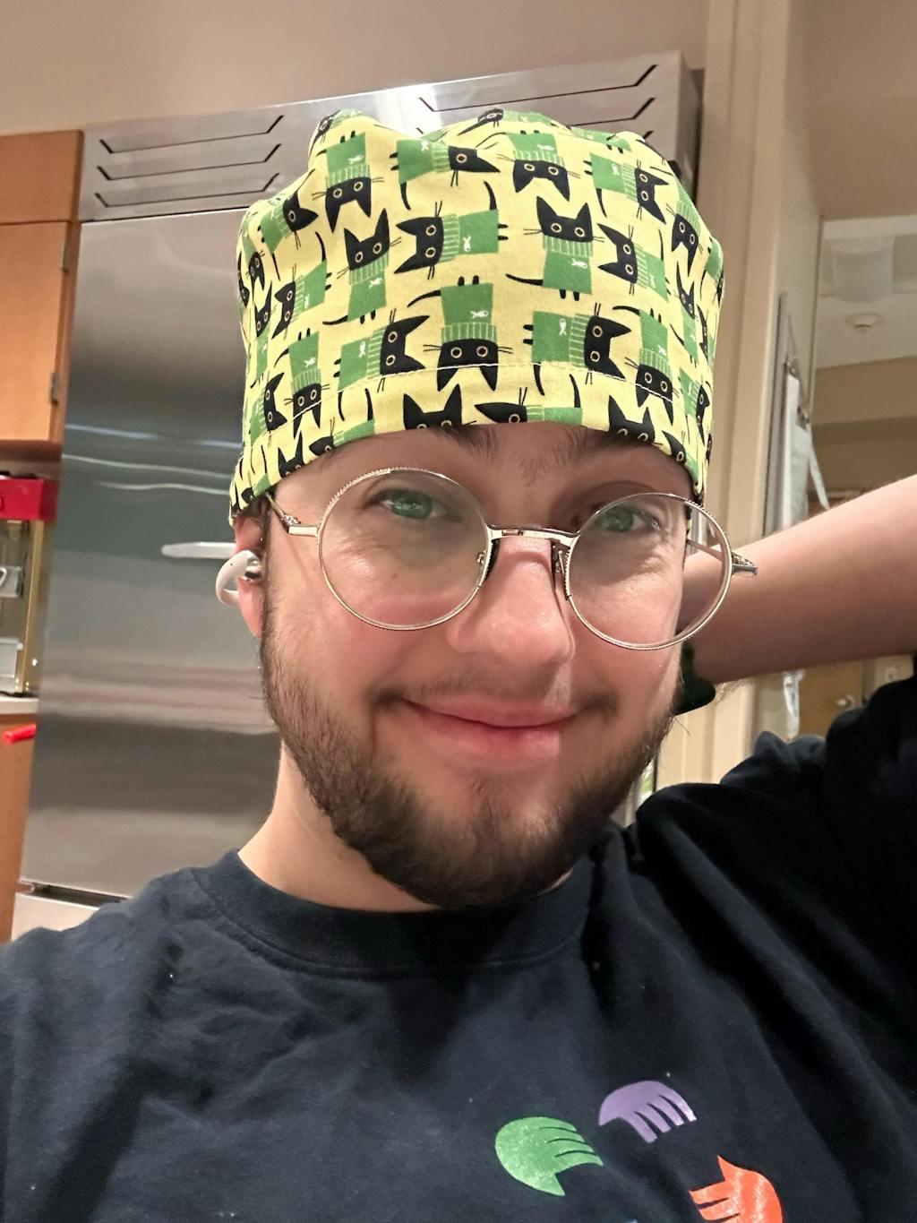 Cat Skull tie-back style surgical scrub cap by Paradise Caps.