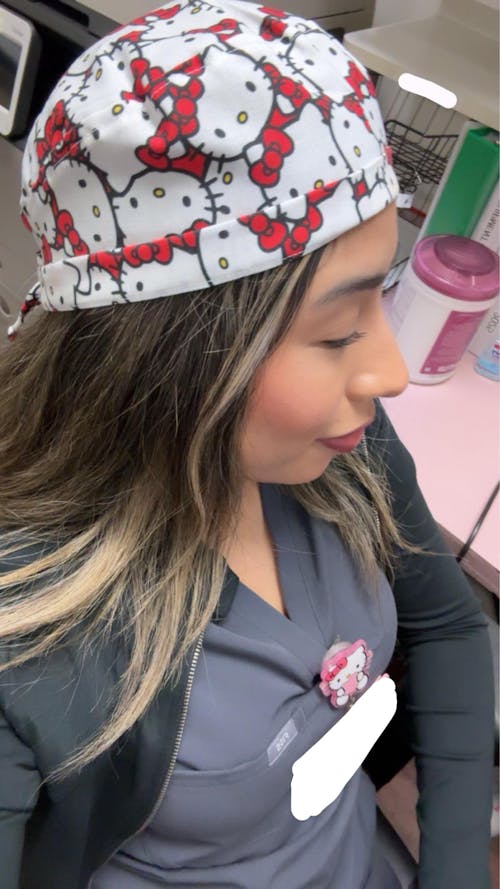 Skull tie-back style surgical scrub cap by Paradise Caps.