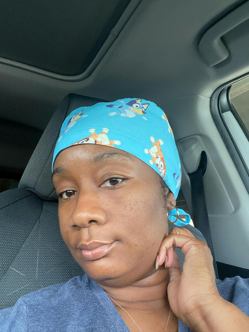 Funny Ponytail scrub cap for women with satin lined option by Paradise Caps.