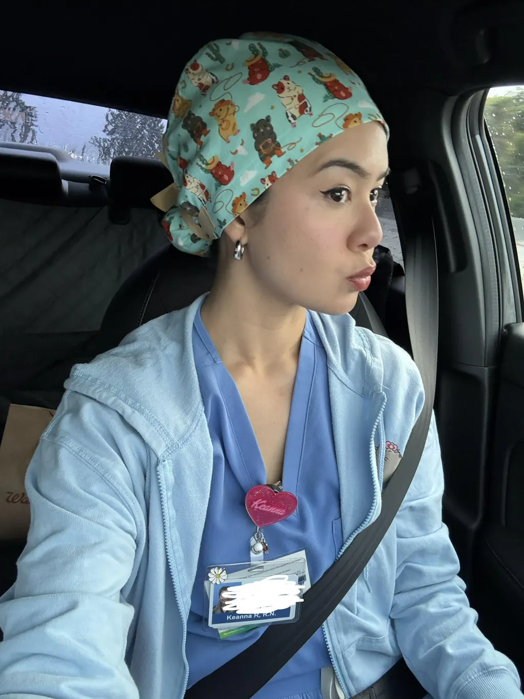 Cowboy Hamster Euro scrub cap with ties for Women by Paradise Caps. Euro PLUS style.