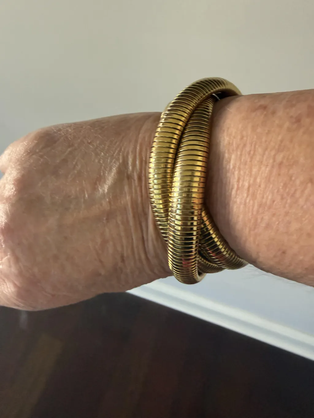 Three-Tier Cobra Chain Bracelet - Gold Plated Statement Jewelry