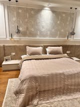 Romeo Kadife Çift Kişilik Yatak Örtüsü Takımı Bej