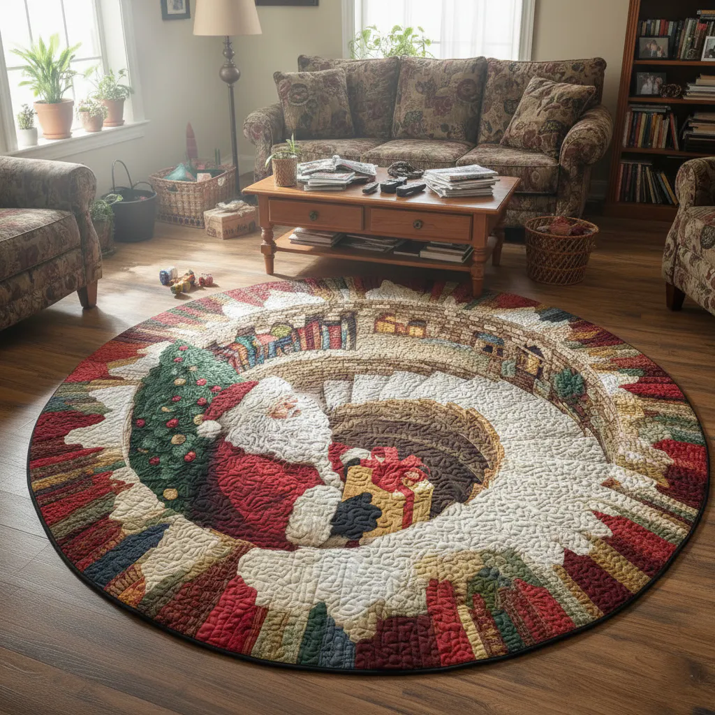 Jolly Santa Quilted Round Mat GFTOMA6506 – Patchique Store