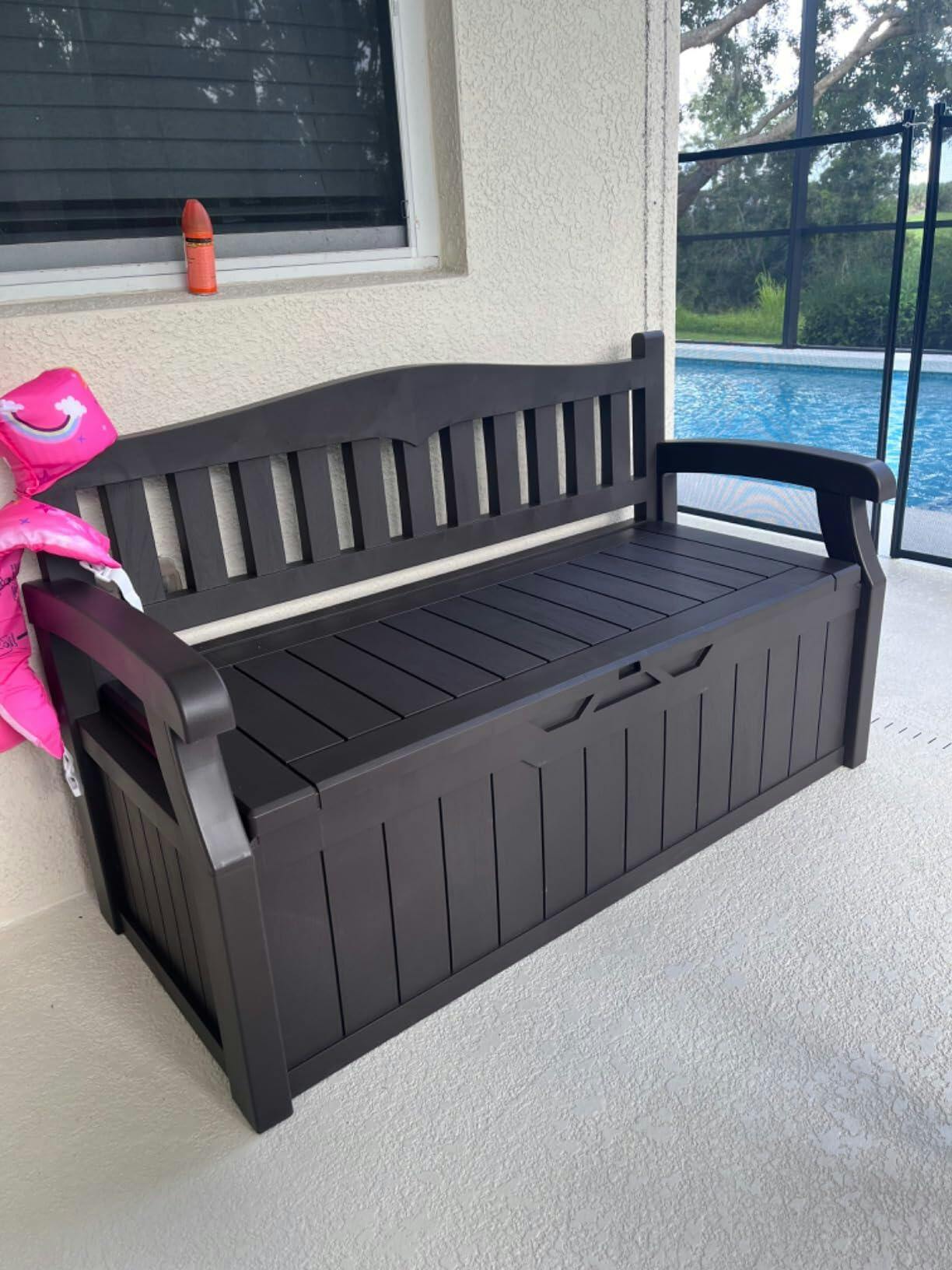 plastic garden seat with storage