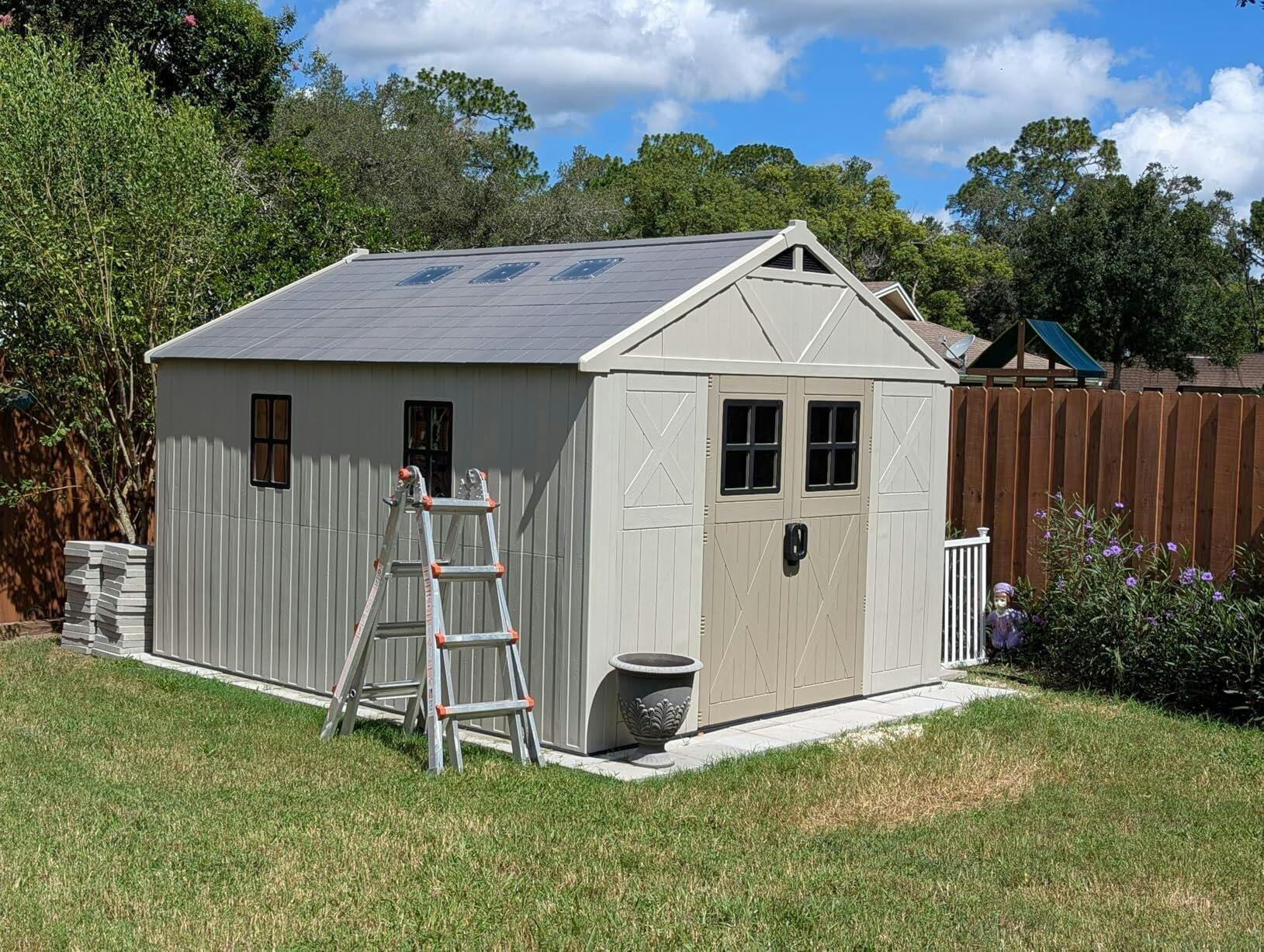 10x10 FT Plastic Storage Shed with Skylight & Windows & Lock