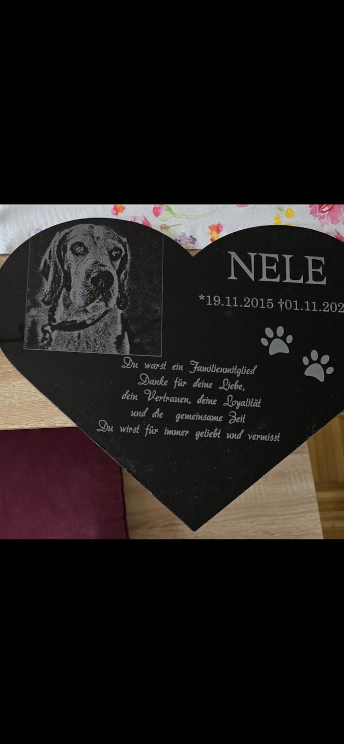 Personalisierter Acrylglas Tier Grabschmuck Herz - Foto Lasergravur