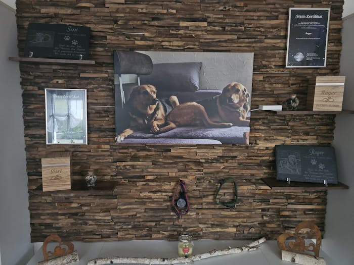 Personalisierter Schiefer Tiergrabstein 30x20cm - Foto Lasergravur