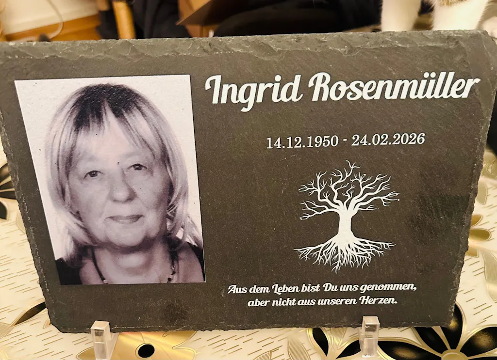 Personalisierte Schiefer Gedenktafel für Menschen 30x20cm - Foto UV-Druck