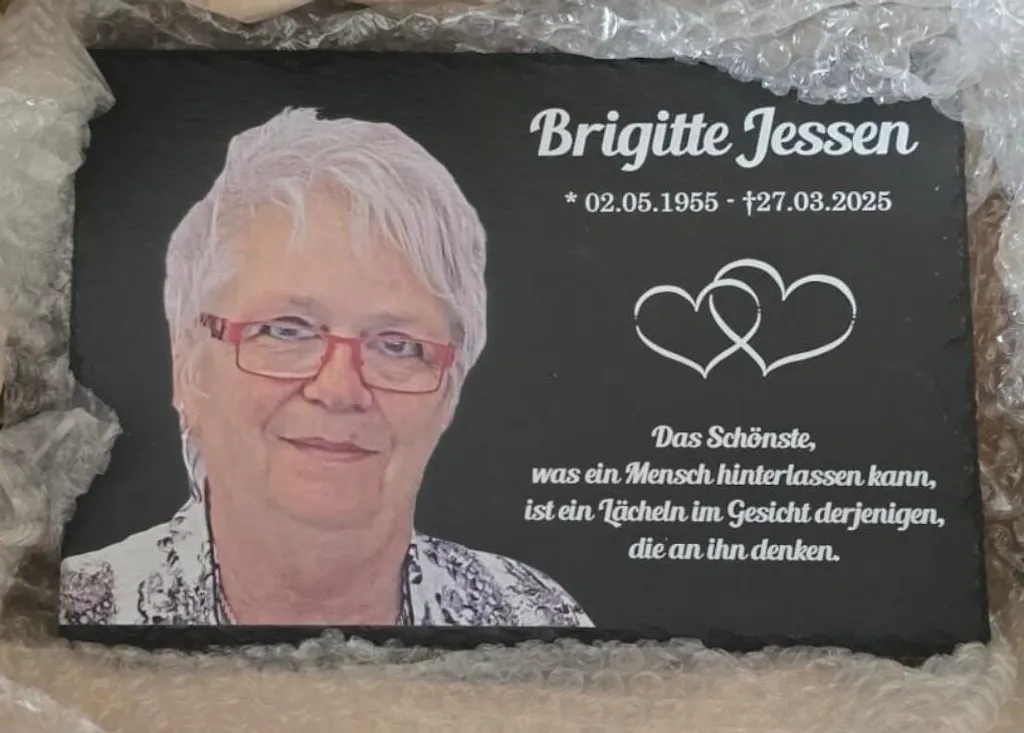 Personalisierte Schiefer Gedenktafel für Menschen 30x20cm - Foto UV-Druck