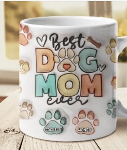 Paws Down The Best Mom Ever – Engraved Dog Mom Travel Mug Cup, Animal Lover  Gift, Dog Mom Mug Cup – 3C Etching LTD