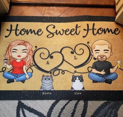 Keep In Mind When Visiting The House Cartoon Cat Welcome Doormats