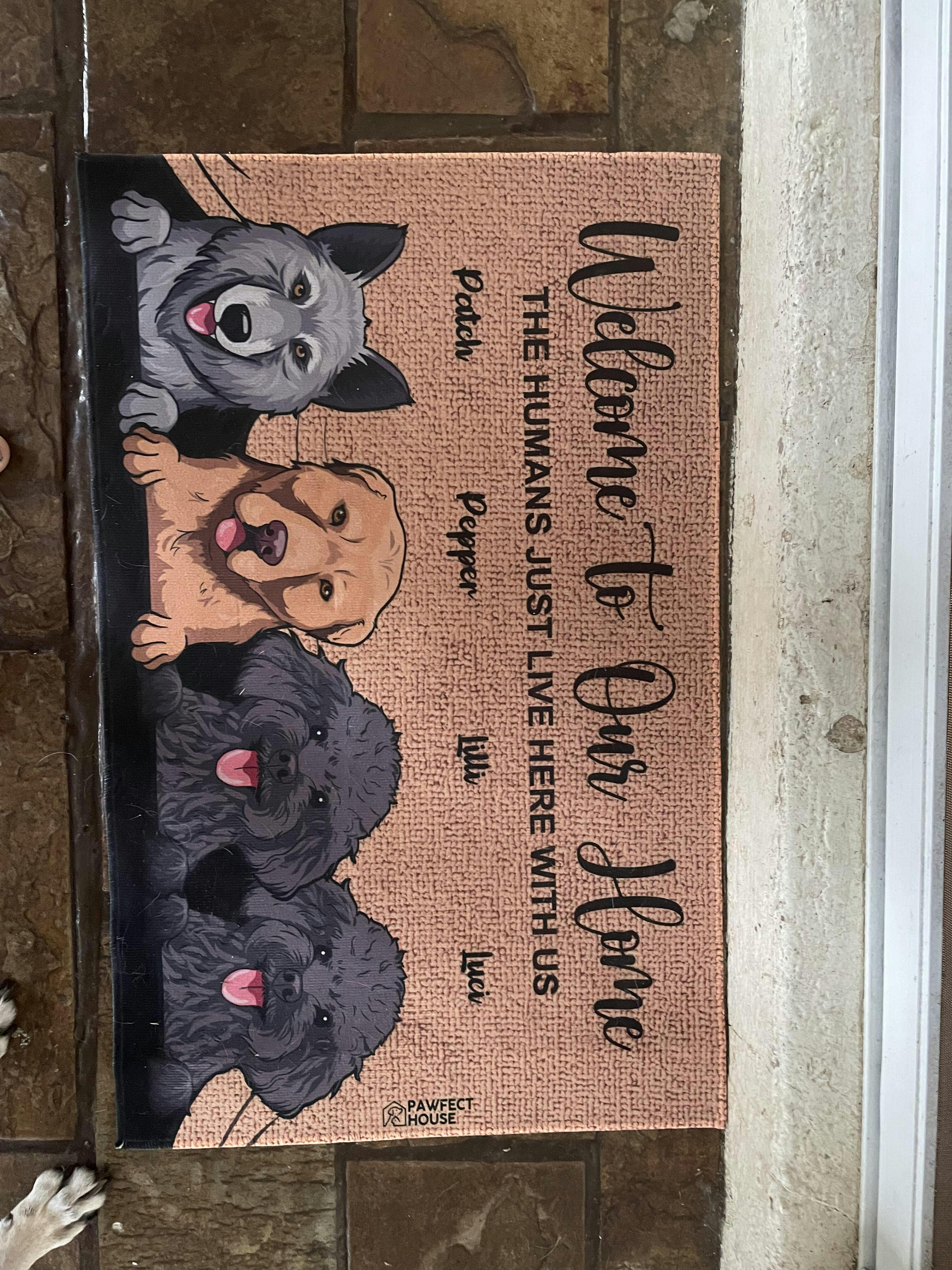 Home Is Where The Dog Runs To Greet You Personalized Decorative Mat