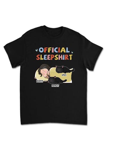 【NERDY】 Sleeping Cat Wappen Short Sleeve T-Shirt /追跡付 Girl's T-shirt in Purple w/ blue or pink ink - Ninja Cat