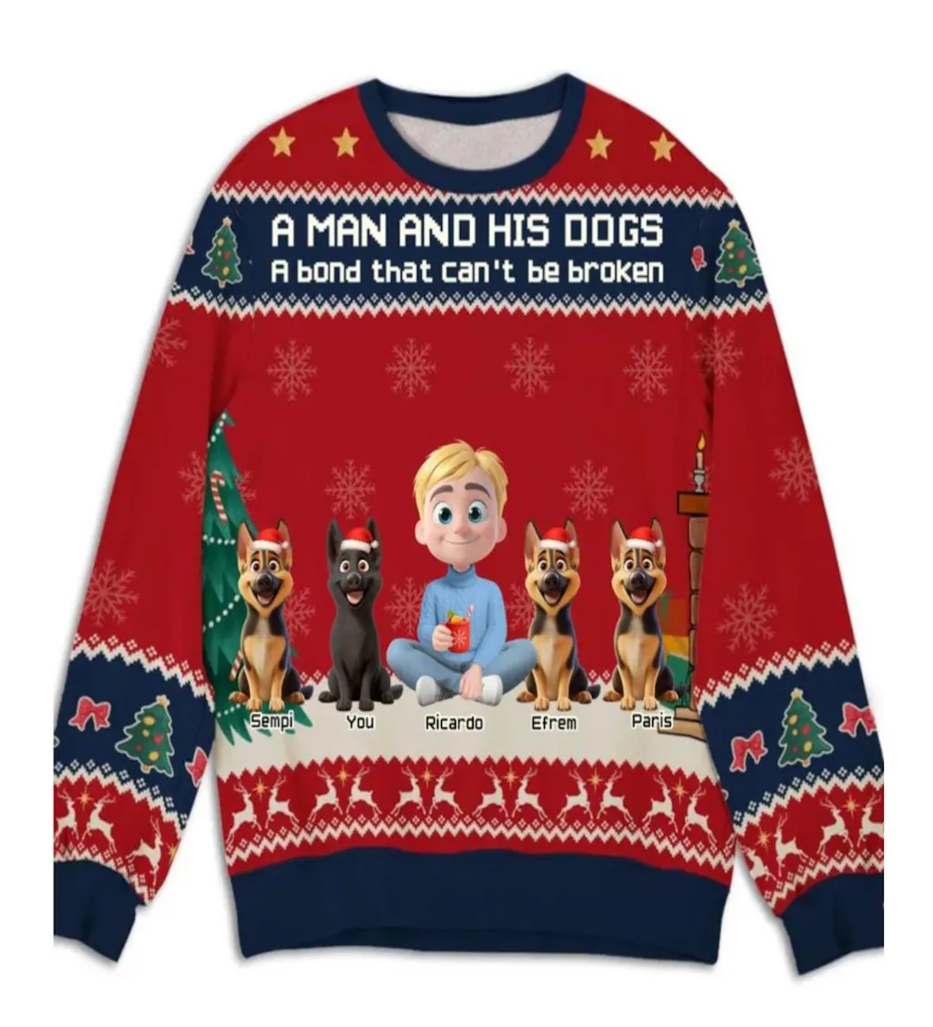 A Man And His Dog Christmas Ver Kid - Personalized Custom All-Over-Print Sweatshirt main image 0