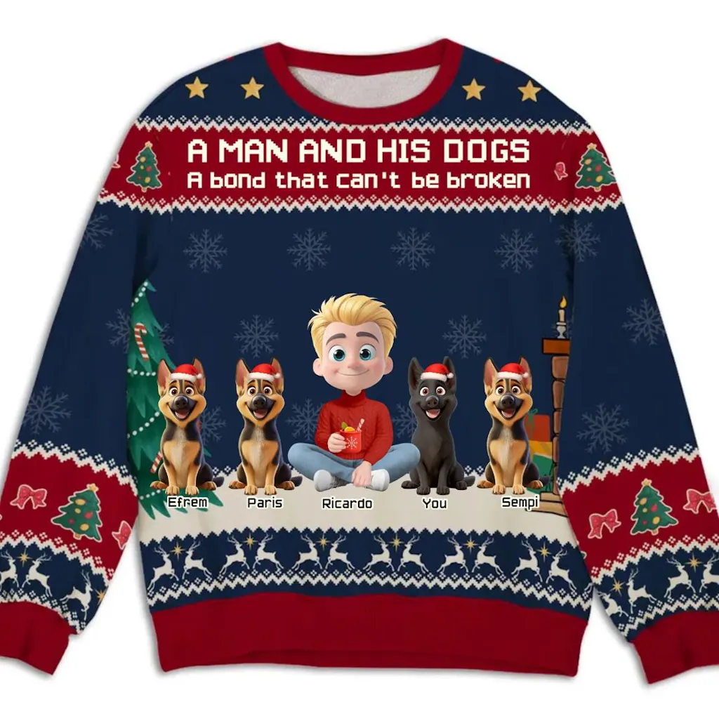 A Man And His Dog Christmas Ver Kid - Personalized Custom All-Over-Print Sweatshirt