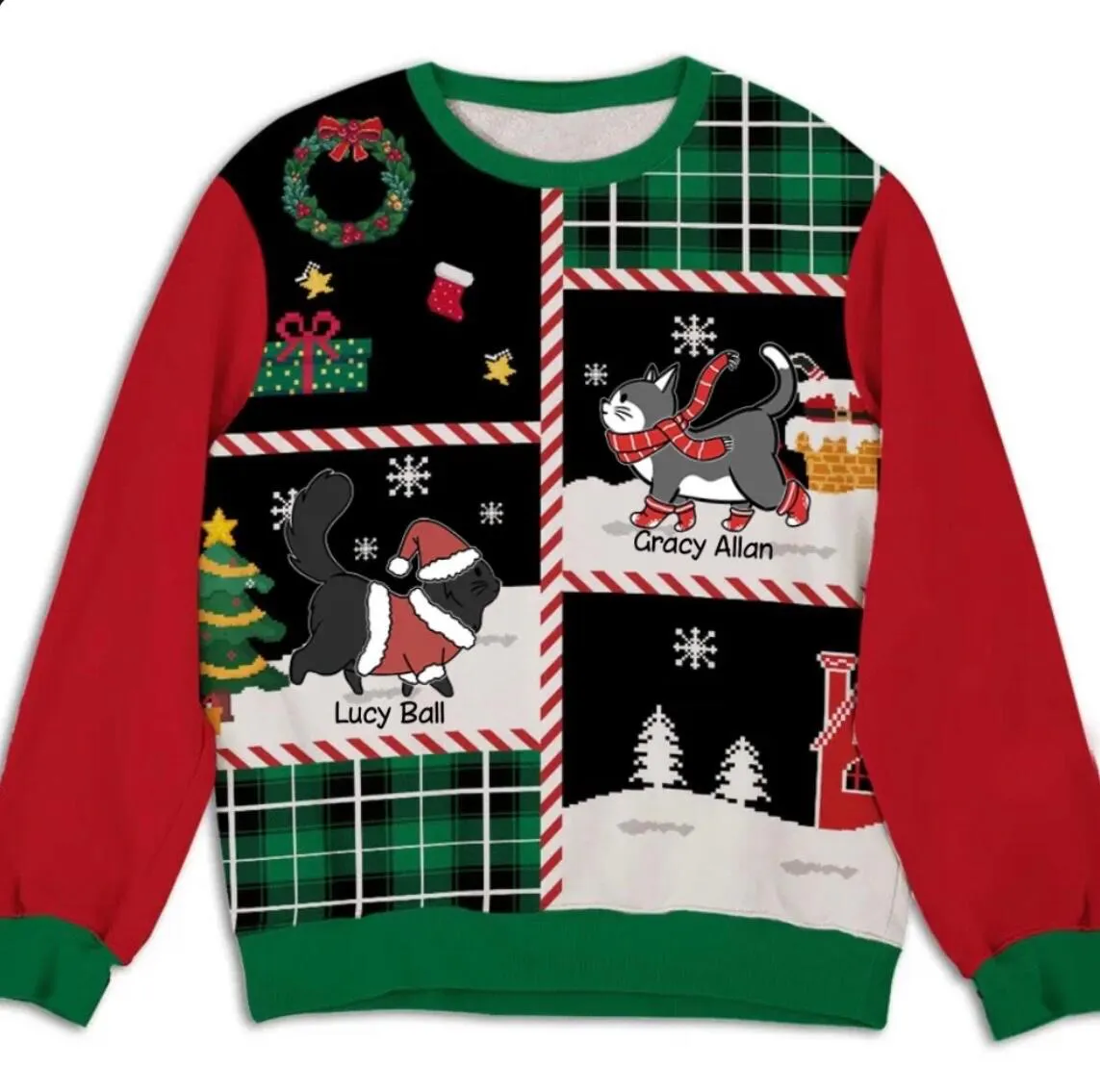A Girl And Her Dog Christmas Photo - Personalized Custom All-Over-Print Sweatshirt main image 1
