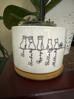 Cat Line Never Forgotten - Personalized Plant Pot, Gift For Cat Lover, Cat Memorial Planter, Cat Line Never Forgotten