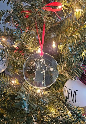 My Fur Babies One Line Art Style - Personalized Glass Ornament, Christmas Gift for Cat Mom/Cat Dad, Cat Lover's Gift