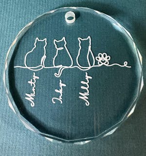 My Fur Babies One Line Art Style - Personalized Glass Ornament, Christmas Gift for Cat Mom/Cat Dad, Cat Lover's Gift