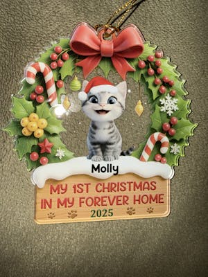 My 1st Christmas In My Forever Home - Personalized Acrylic Ornament, Christmas Gift For Pet Lover
