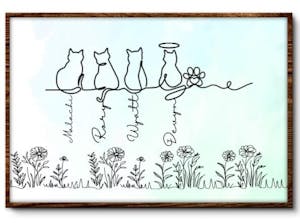 Adorable Cats Line Art - Personalized Poster, Gift for Cat Mom/Cat Dad, Cat Lover's Gift